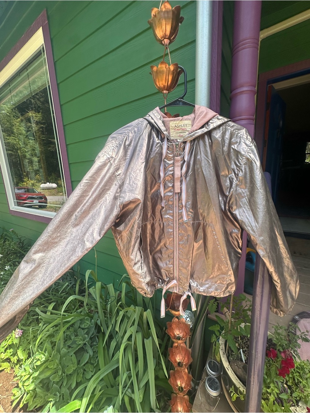 Ashley By 26 International Rose Gold Hooded Metallic Jacket